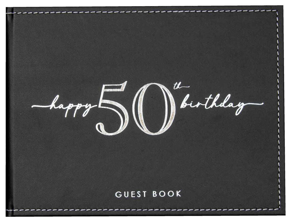 Silver & Black 50th Birthday Guest Book