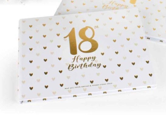 Sweet Heart Gold Text Guest Book - 18th