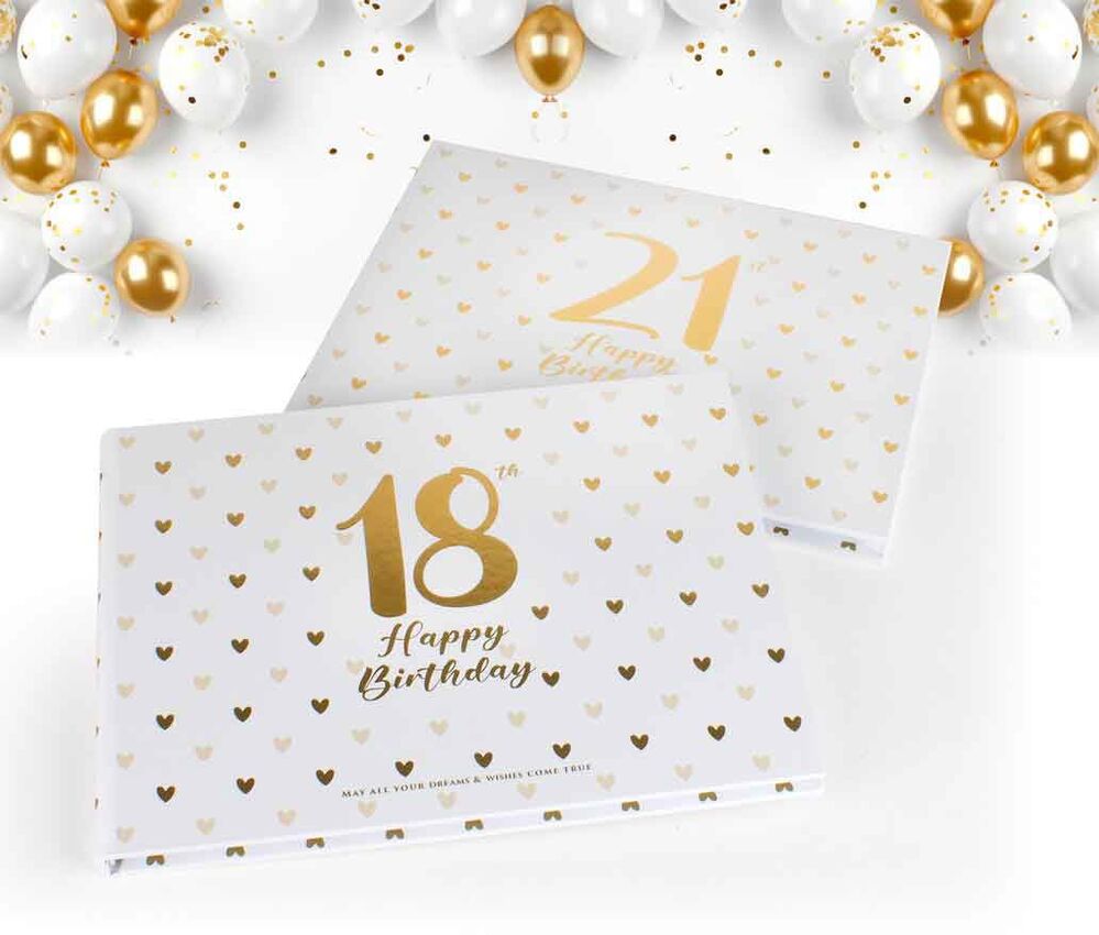 Sweet Heart Gold Text Guest Book - 21st