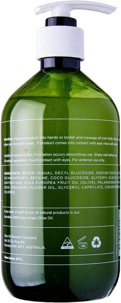 Olive Oil Skin Care Company Body Wash 500ml - Rose Geranium
