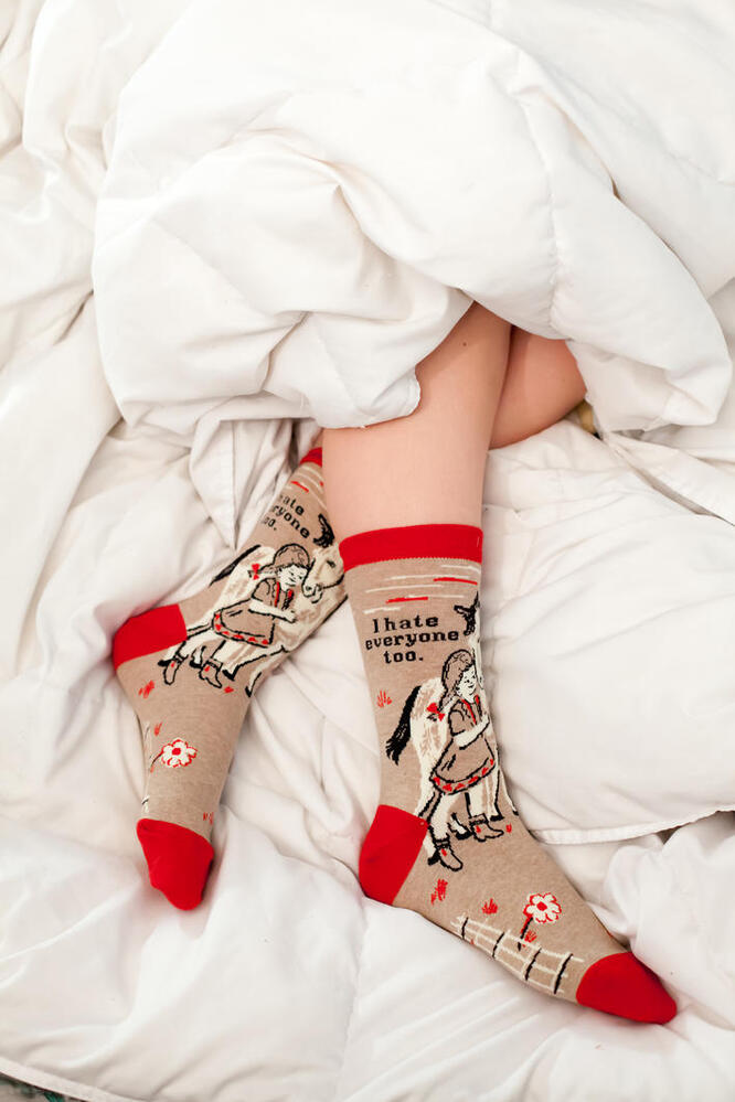 Blue Q Womens Crew Socks - I Hate Everyone Too