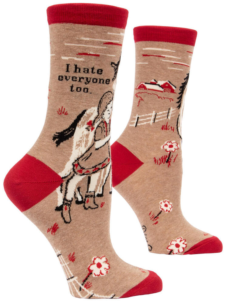 Blue Q Womens Crew Socks - I Hate Everyone Too