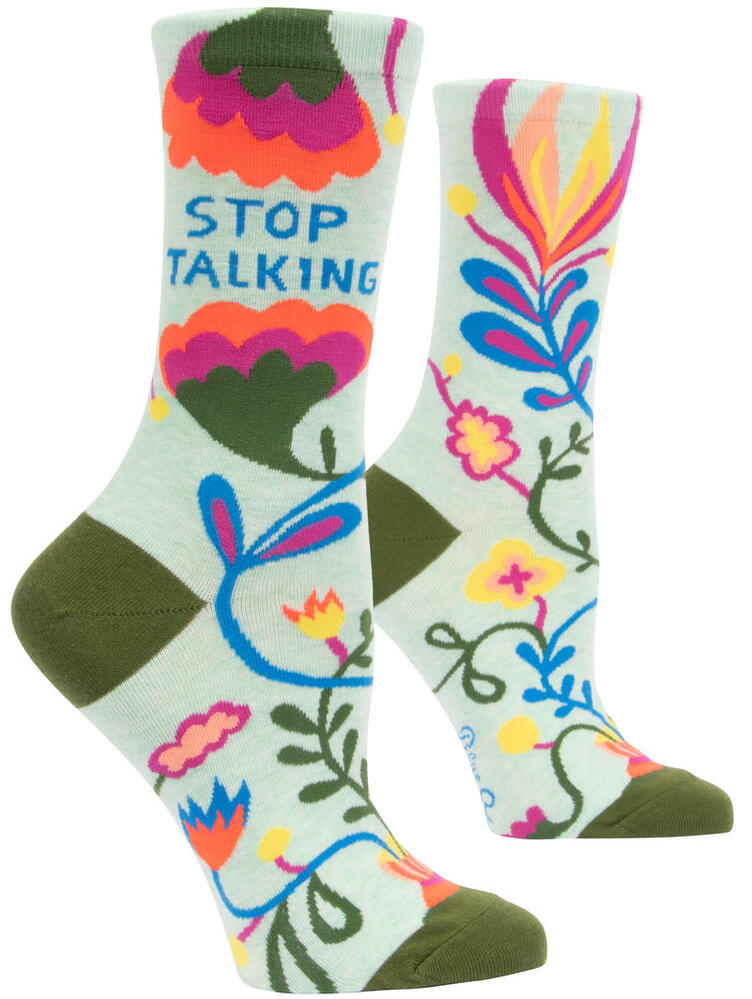 Blue Q Womens Crew Socks - Stop Talking