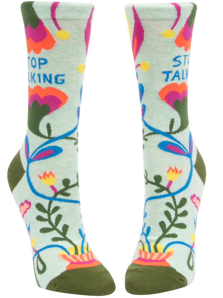 Blue Q Womens Crew Socks - Stop Talking