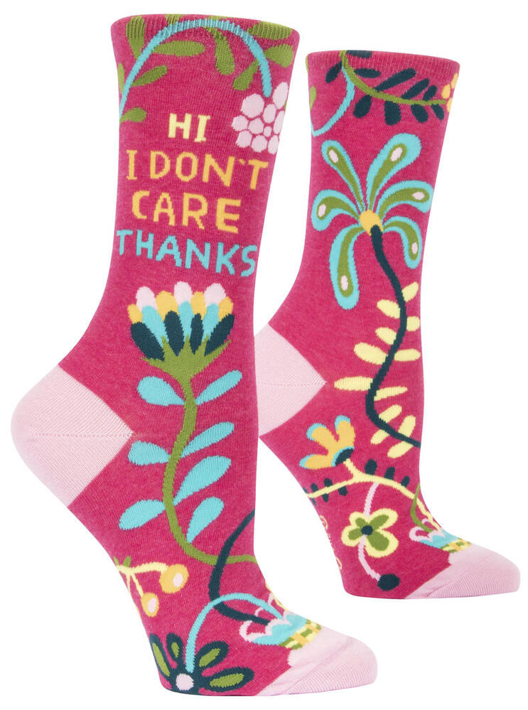 Blue Q Womens Crew Socks - Hi, I Don't Care, Thanks