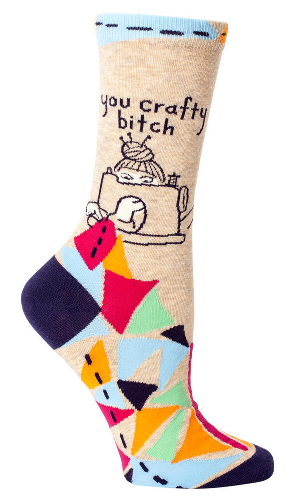 Blue Q Womens Crew Socks - You Crafty Bitch