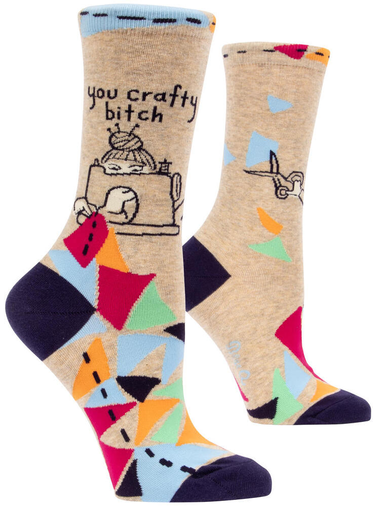 Blue Q Womens Crew Socks - You Crafty Bitch