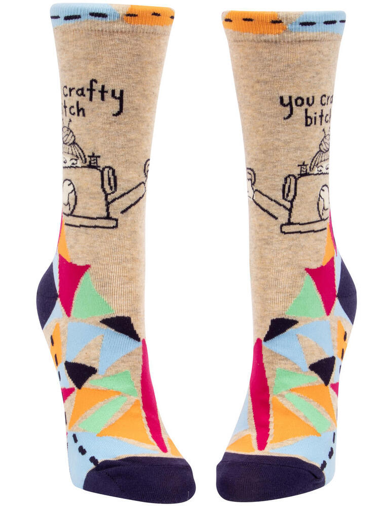 Blue Q Womens Crew Socks - You Crafty Bitch