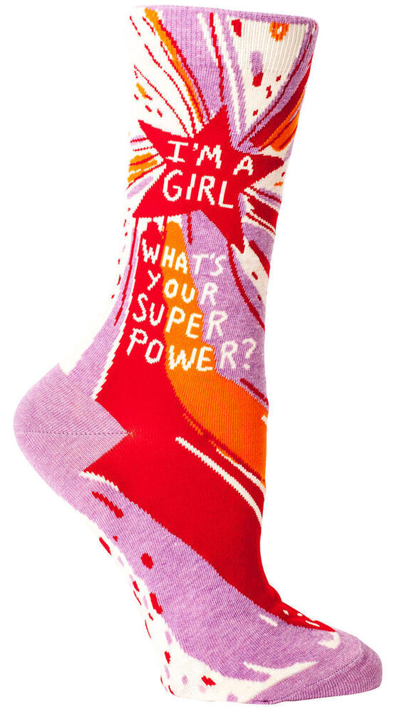 Blue Q Womens Crew Socks - I'm A Girl, What's Your Superpower?
