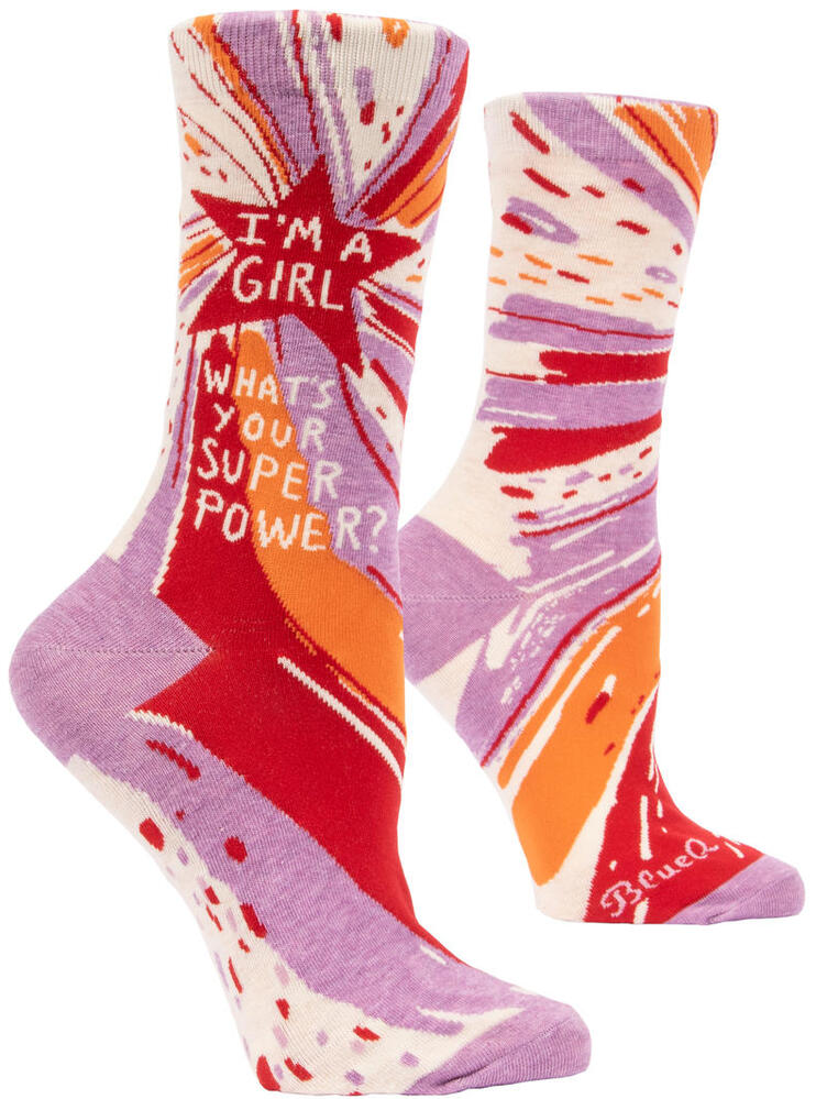 Blue Q Womens Crew Socks - I'm A Girl, What's Your Superpower?