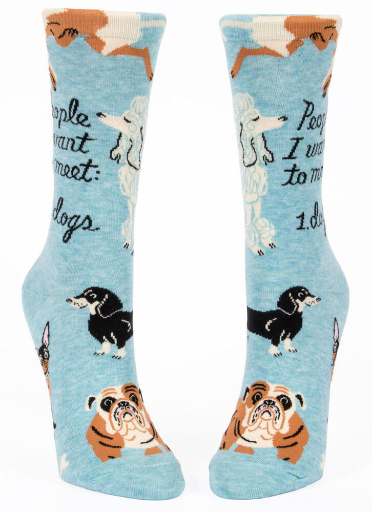 Blue Q Womens Crew Socks - People I Want To Meet: 1. Dogs