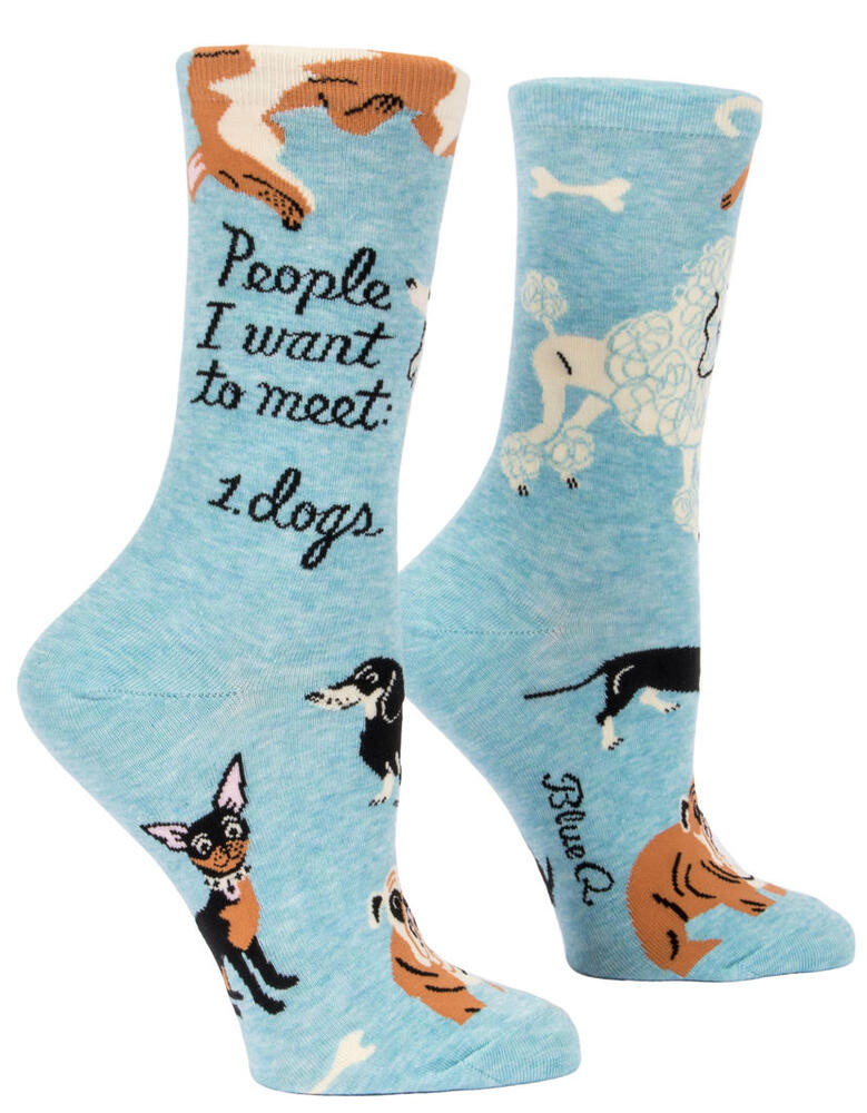 Blue Q Womens Crew Socks - People I Want To Meet: 1. Dogs