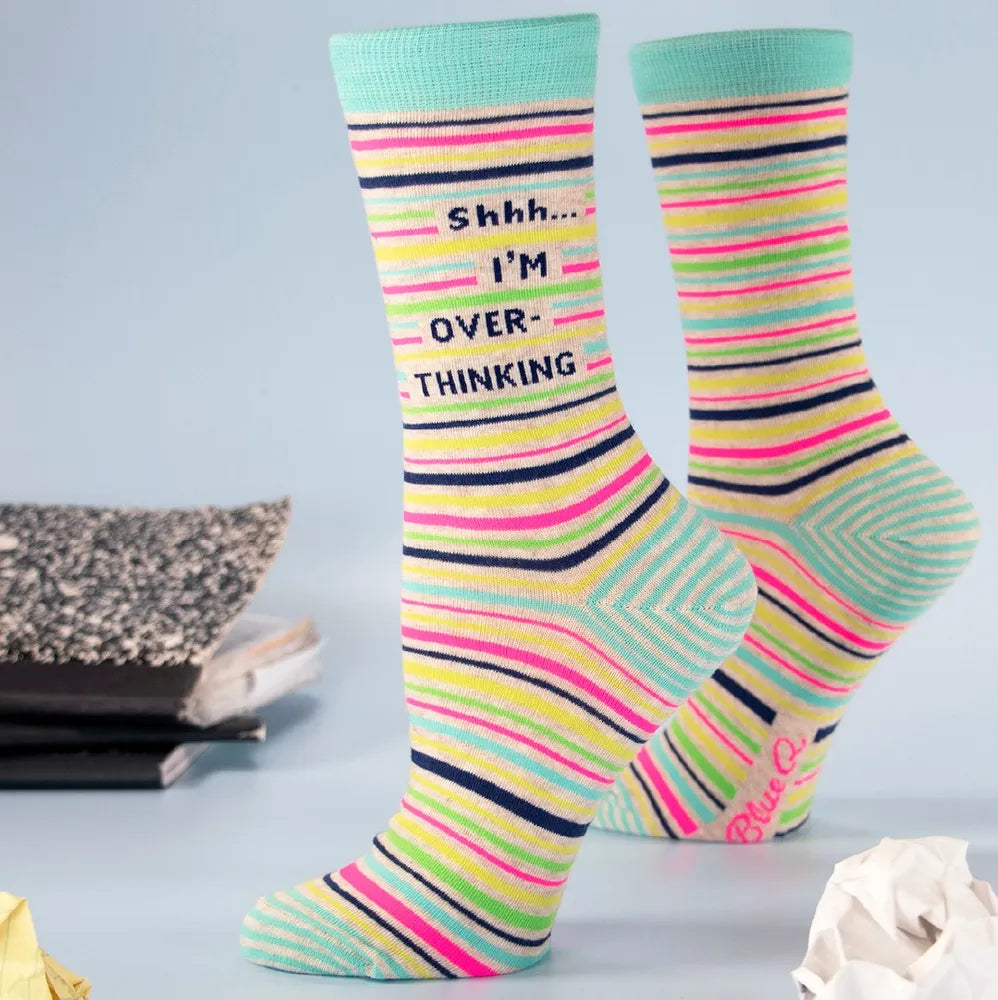 Blue Q Womens Crew Socks - Shhh... I'm Over-Thinking