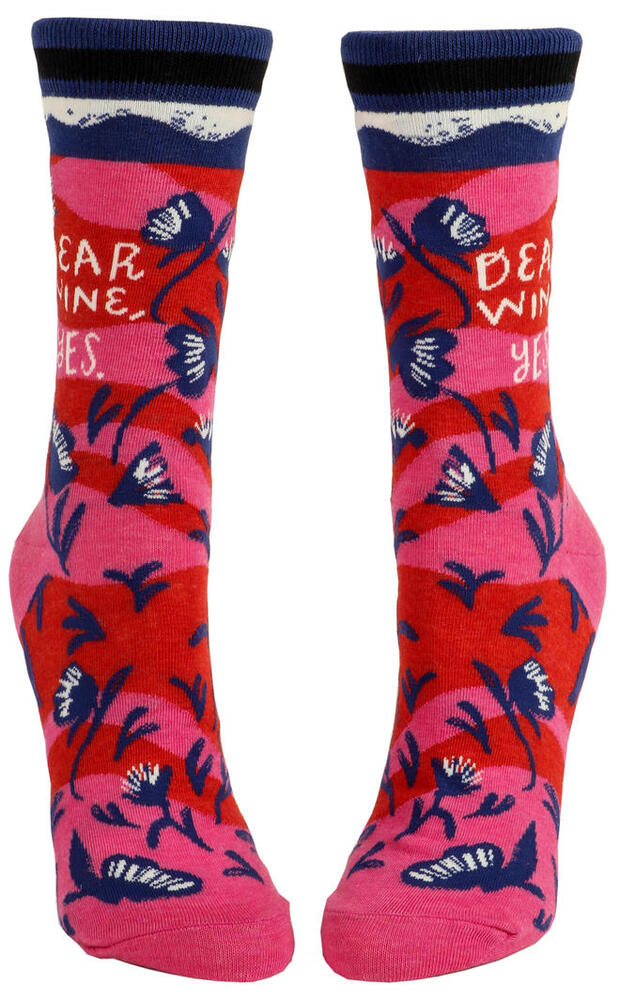 Blue Q Womens Crew Socks - Dear Wine, Yes.