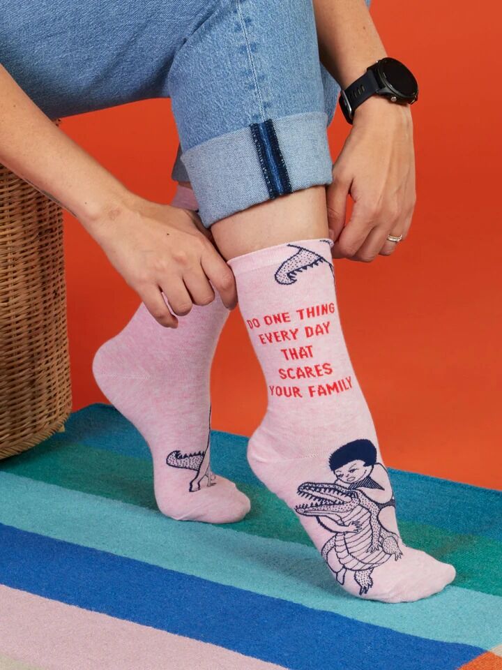 Blue Q Womens Crew Socks - Do One Thing Every Day That Scares Your Family
