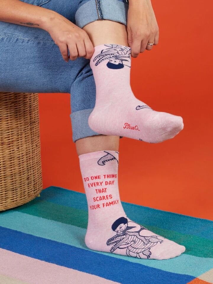 Blue Q Womens Crew Socks - Do One Thing Every Day That Scares Your Family