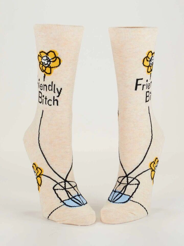 Blue Q Womens Crew Socks - Friendly Bitch