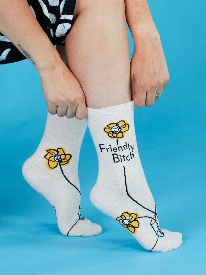 Blue Q Womens Crew Socks - Friendly Bitch