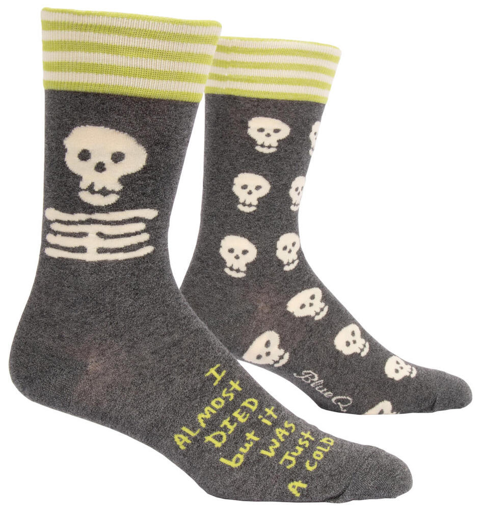 Blue Q Mens Crew Socks - I Almost Died But It Was Just A Cold