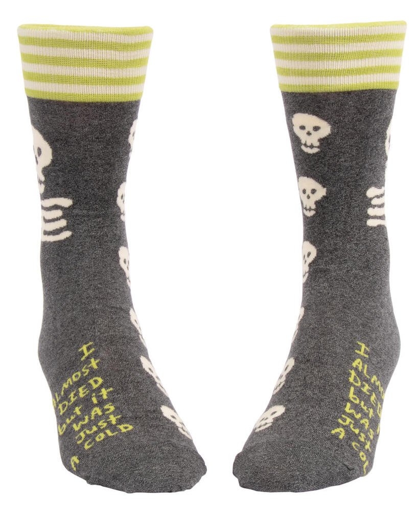 Blue Q Mens Crew Socks - I Almost Died But It Was Just A Cold
