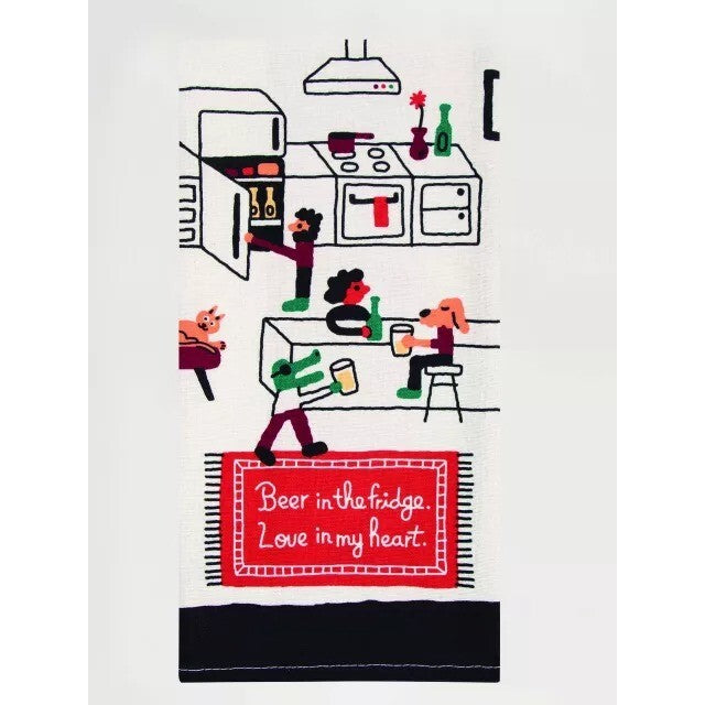 Blue Q Tea Towel - Beer In The Fridge. Love In My Heart