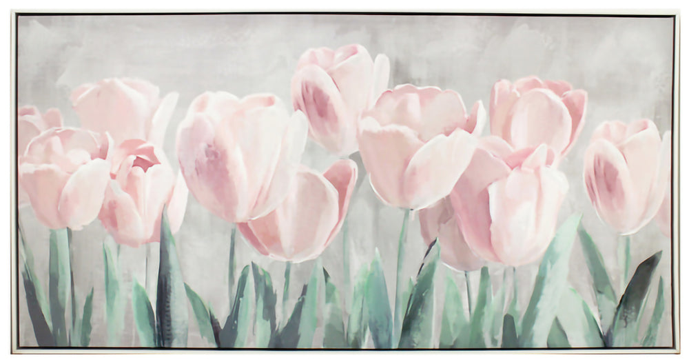 NF Living Wall Art - Soft Tulip Garden Painting 123x63cm