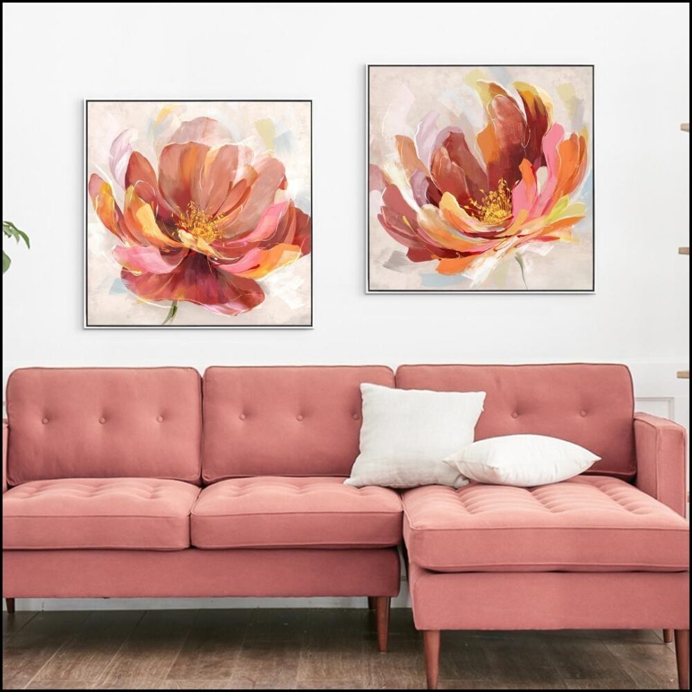 NF Living Wall Art - Flaming Bloom Painting 82x82cm