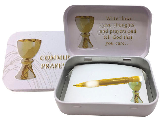 Tin Prayer Box With Notes - Communion