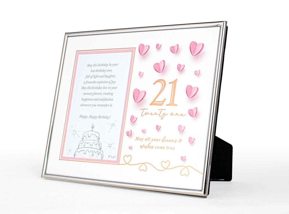 Paper Hearts 21st Birthday  Silver-Edged Photo Frame