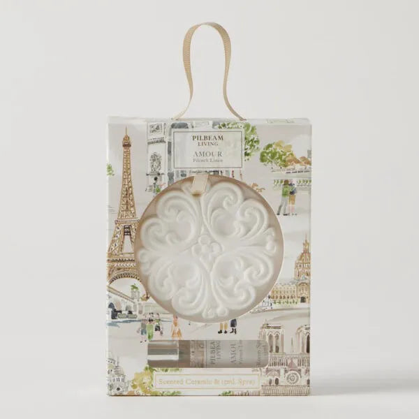 Pilbeam Living - Amour French Linen Scented Ceramic Disc