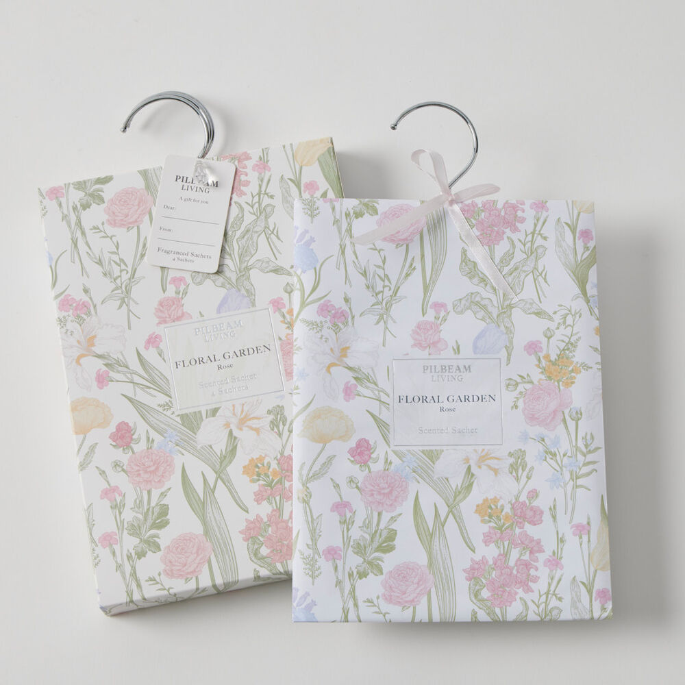 Pilbeam Living - Floral Garden Rose Scented Hanging Sachets (Pack of 4)