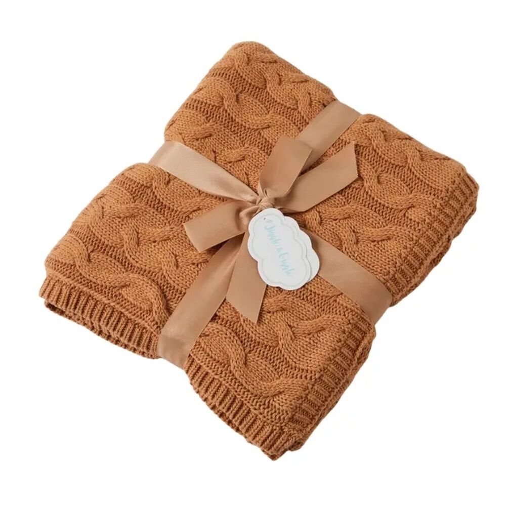 Pilbeam Jiggle & Giggle - Biscuit and Cream Aurora Cable Knit Baby Blanket