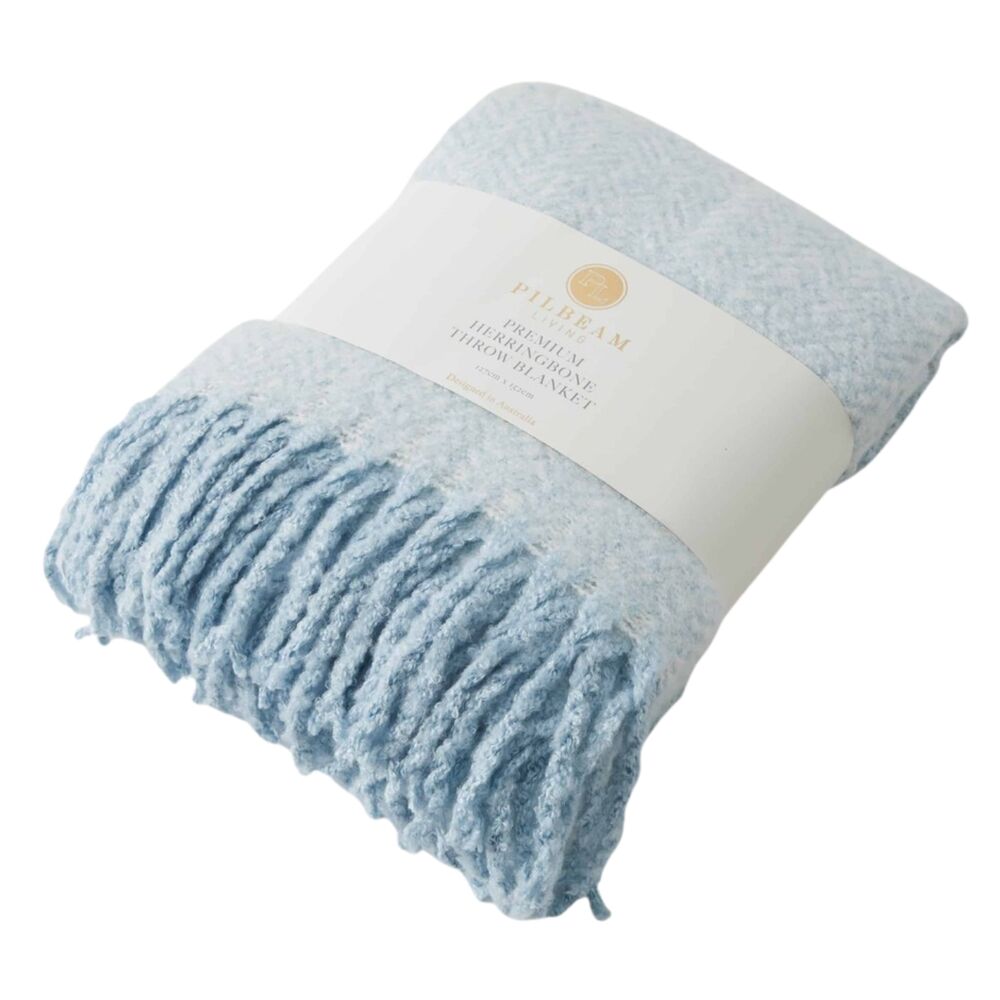 Pilbeam Living - Blue Herringbone Throw Blanket
