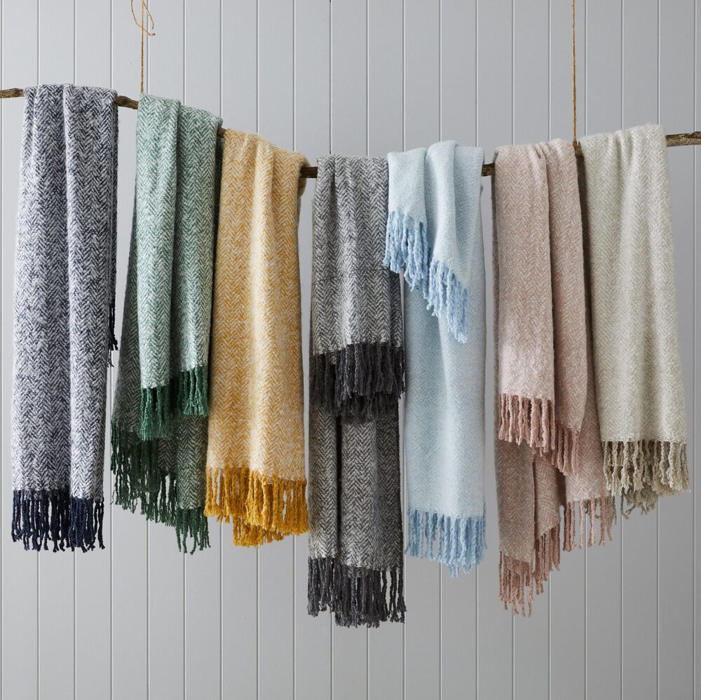 Pilbeam Living - Blue Herringbone Throw Blanket