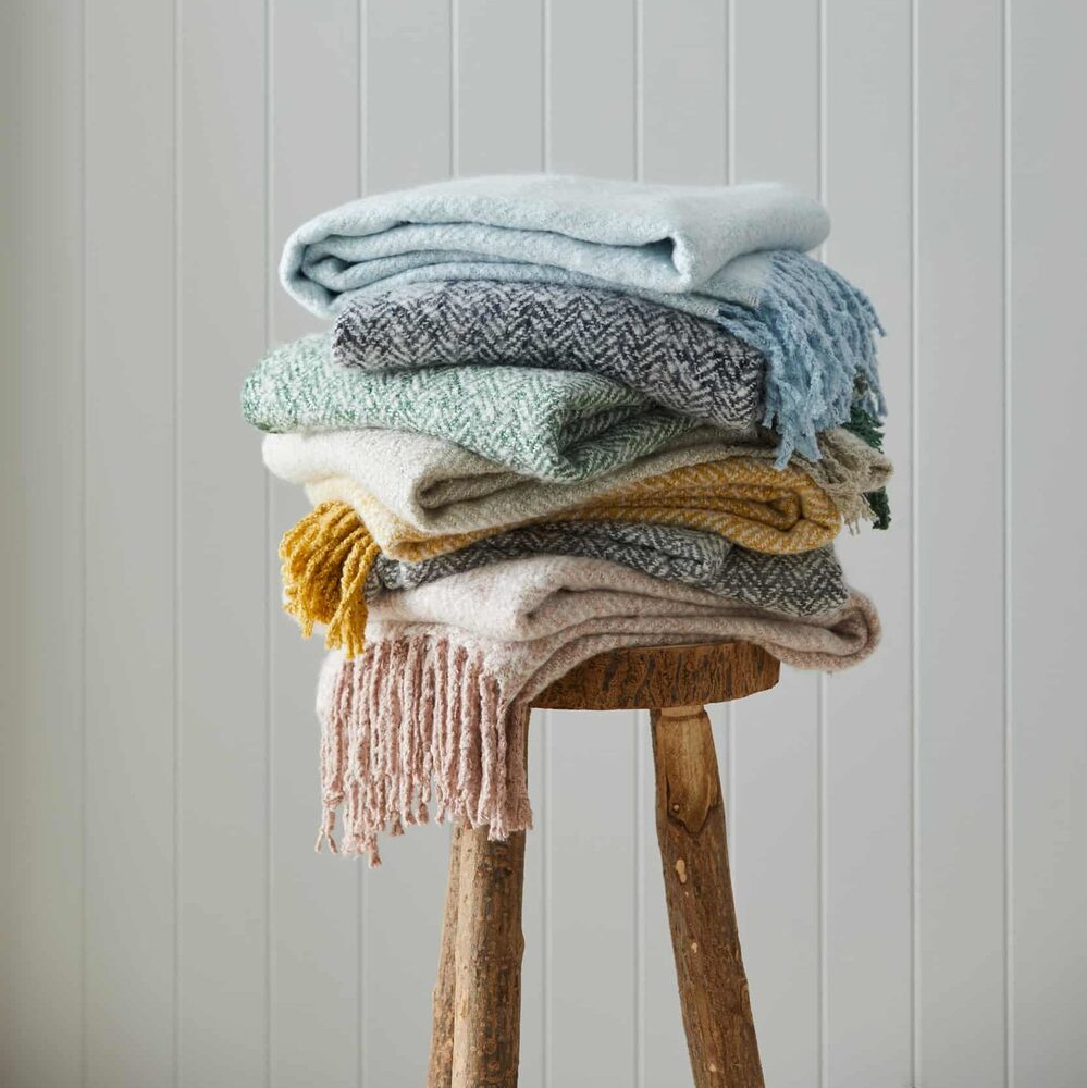 Pilbeam Living - Blue Herringbone Throw Blanket