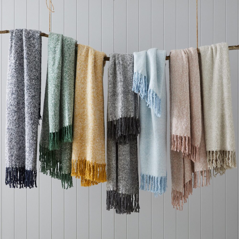 Pilbeam Living - Herringbone Throw Navy