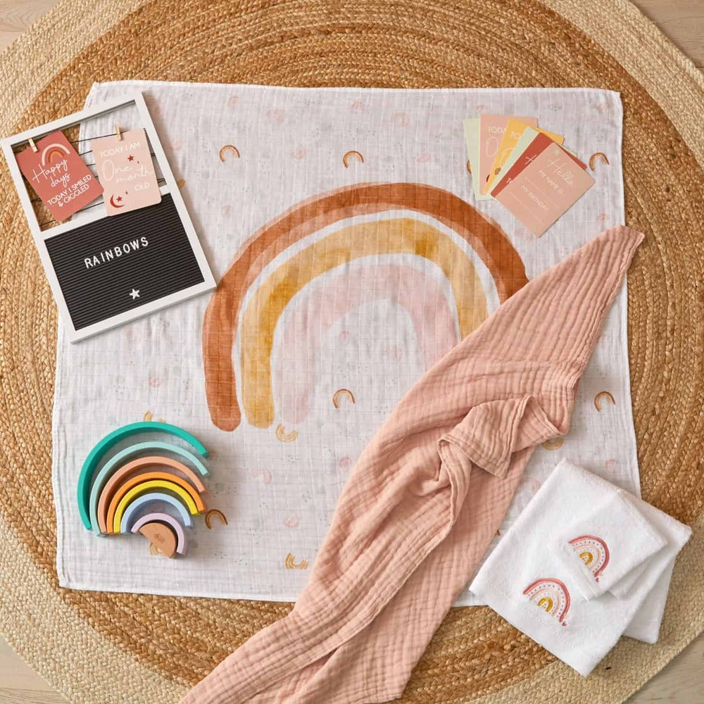 Pilbeam Baby Jiggle & Giggle - Rainbow Bath Towel & Face Washer Set