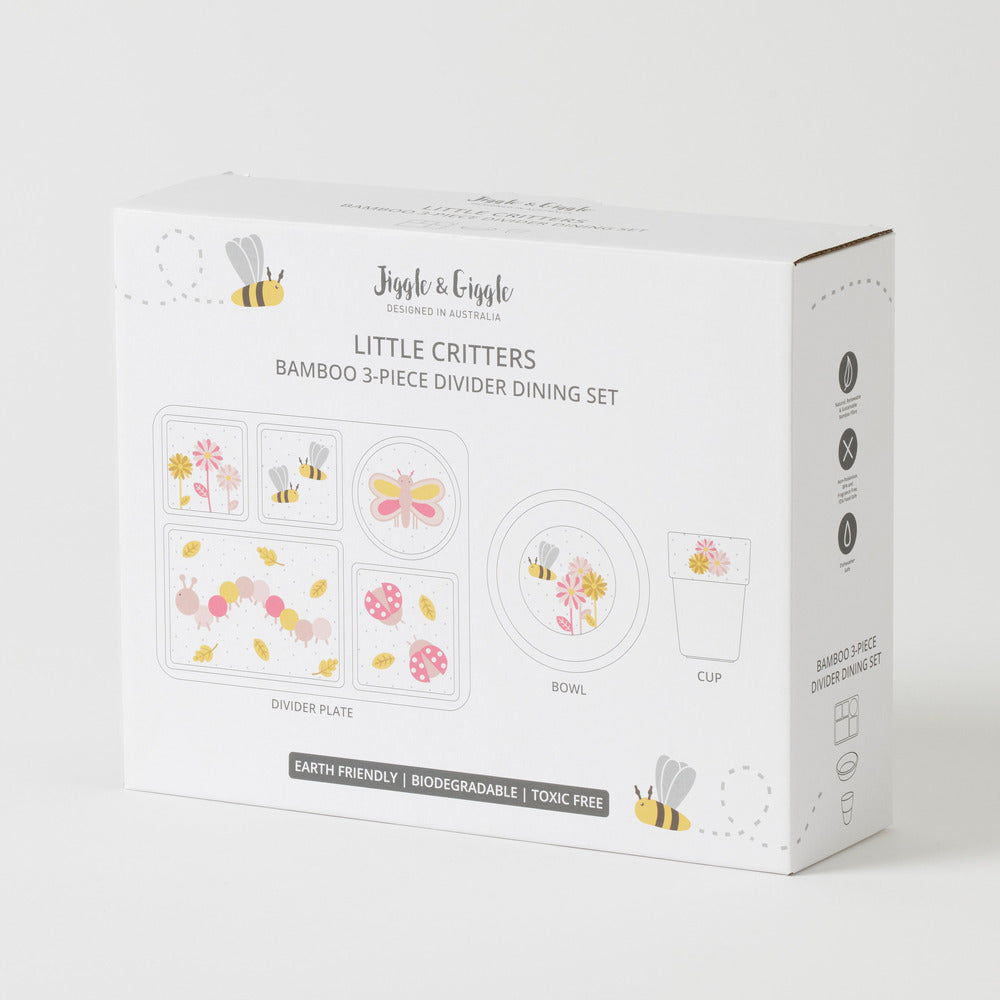 Pilbeam Jiggle & Giggle - Little Critters Pink Bamboo Dining Set
