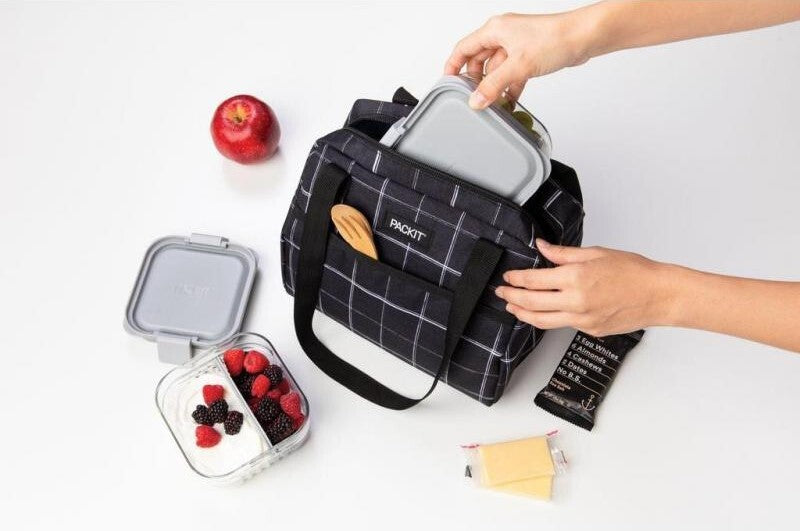 Packit Freezable Hampton Lunch Bag - Black Grid