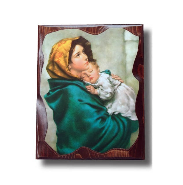 Hanging Wood Plaque - Madonna And Child