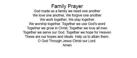 Hanging Wood Plaque with Prayer - Family Prayer