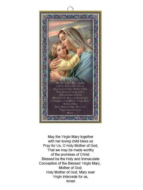 Hanging Wood Plaque With Prayer - Mother and Child