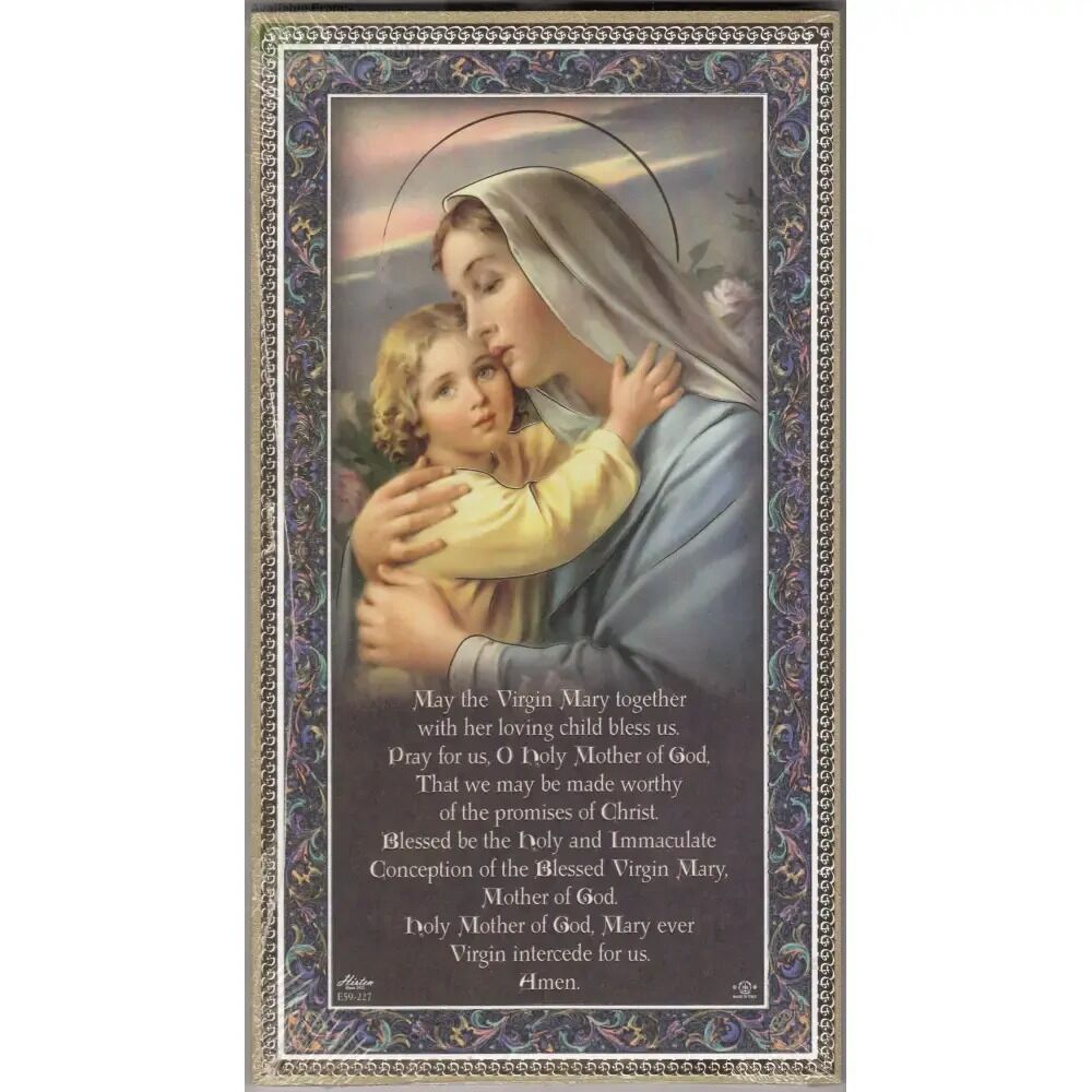 Hanging Wood Plaque With Prayer - Mother and Child