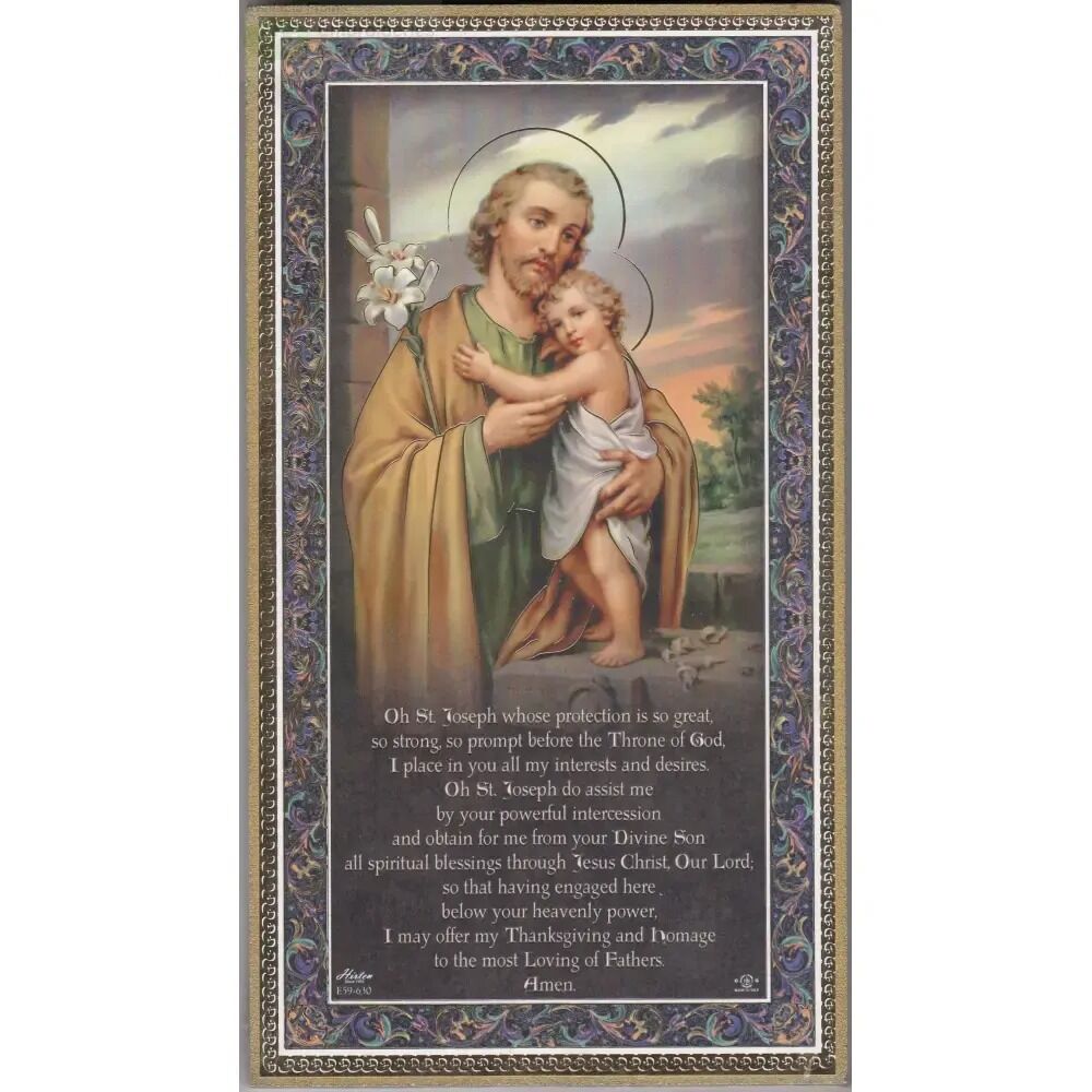 Hanging Wood Plaque With Prayer - St Joseph