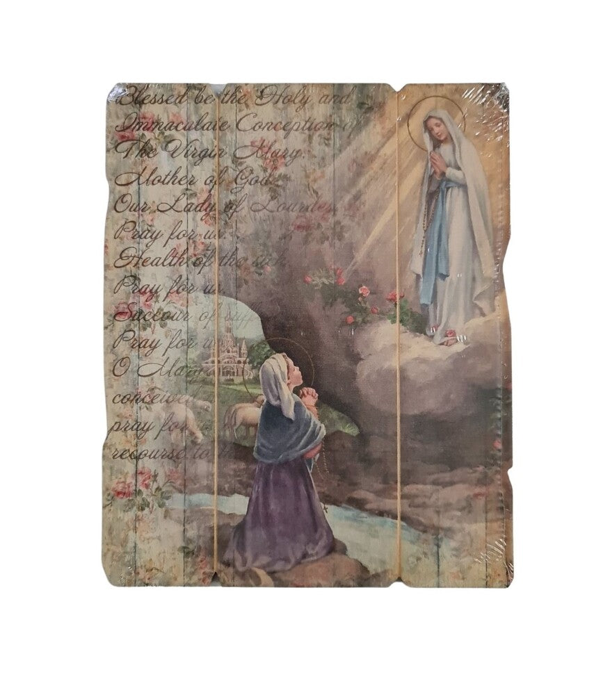 Vintage Hanging Saint Plaque - Our Lady Of Lourdes