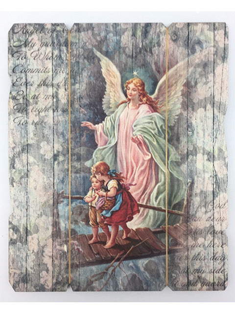 Vintage Hanging Saint Plaque - Guardian Angel