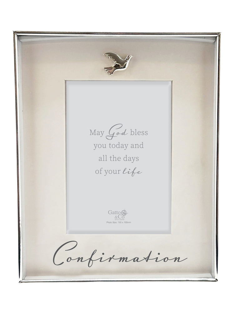 Silver Confirmation Photo Frame - Dove Motiff
