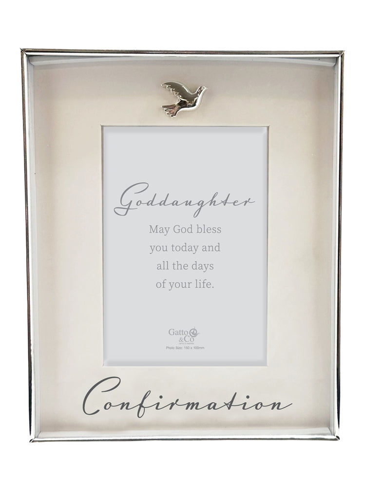 Silver Confirmation Photo Frame - Goddaughter Dove Motiff