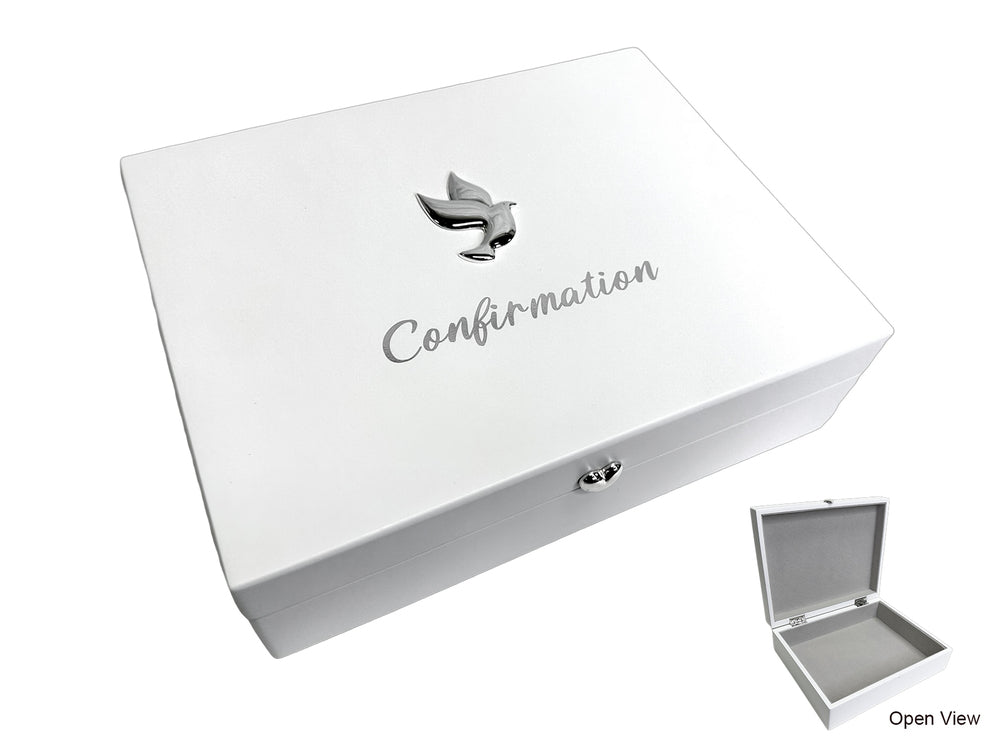 Confirmation Memory Keepsake Box - White