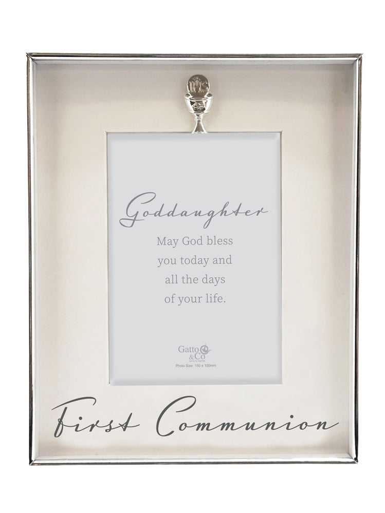 Silver Communion Photo Frame Cup Motif - Goddaughter